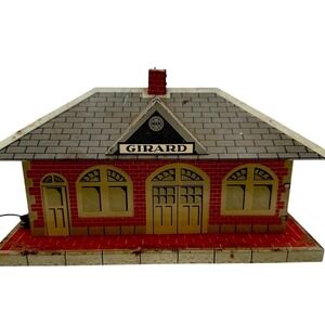 VTG Marx Girard Train Station Pressed Steel Litho Toy Building Accessory only
